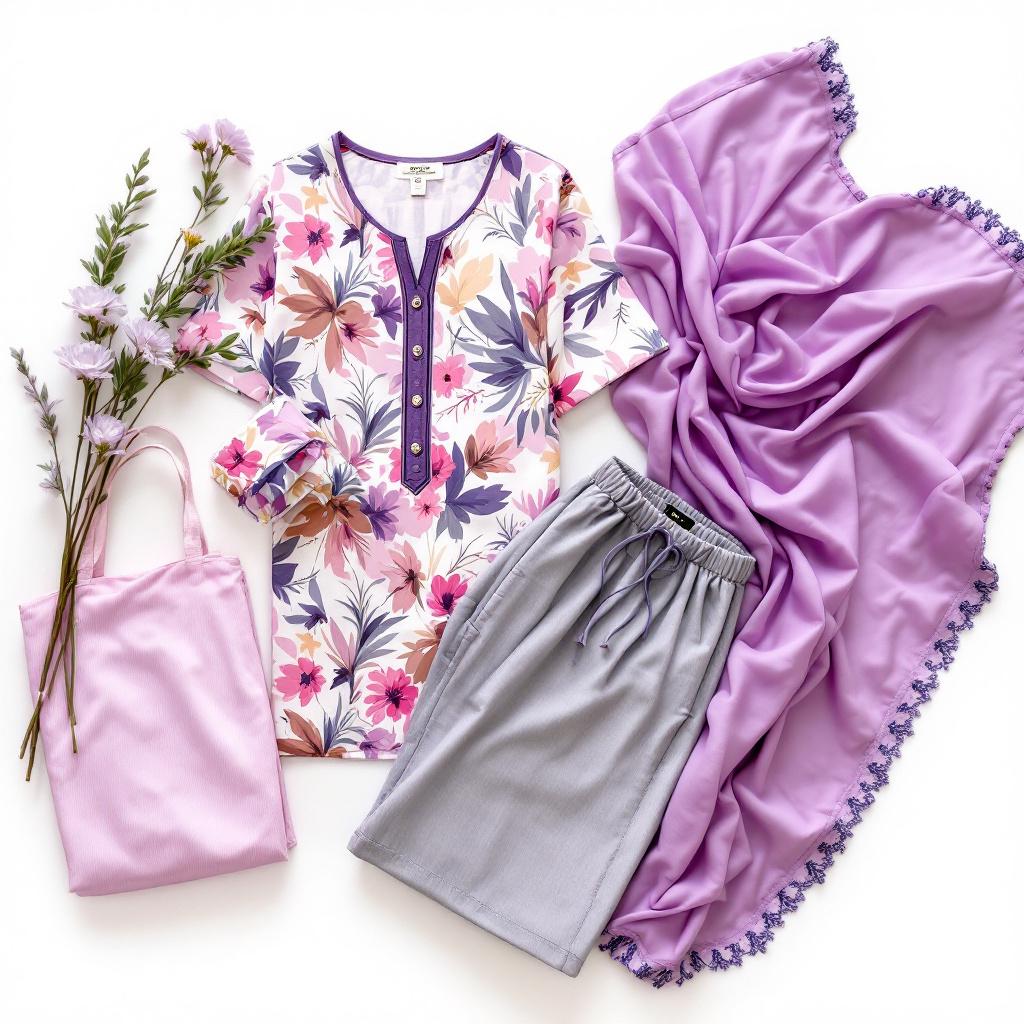 Digital Print — Lilac Grey - Unstitched 3-piece suit by Parakh