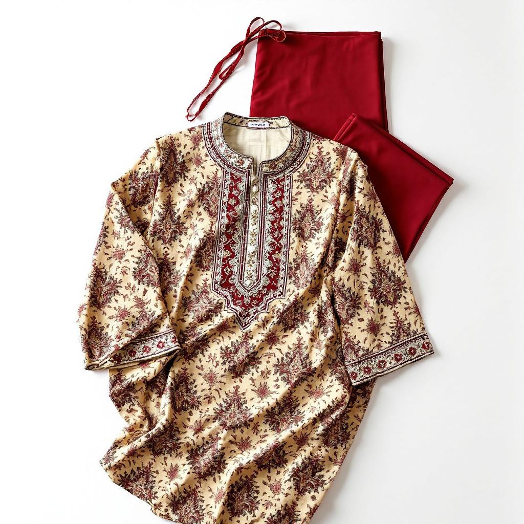 Paisley Classic — Maroon Beige - Unstitched 3-piece suit by Parakh