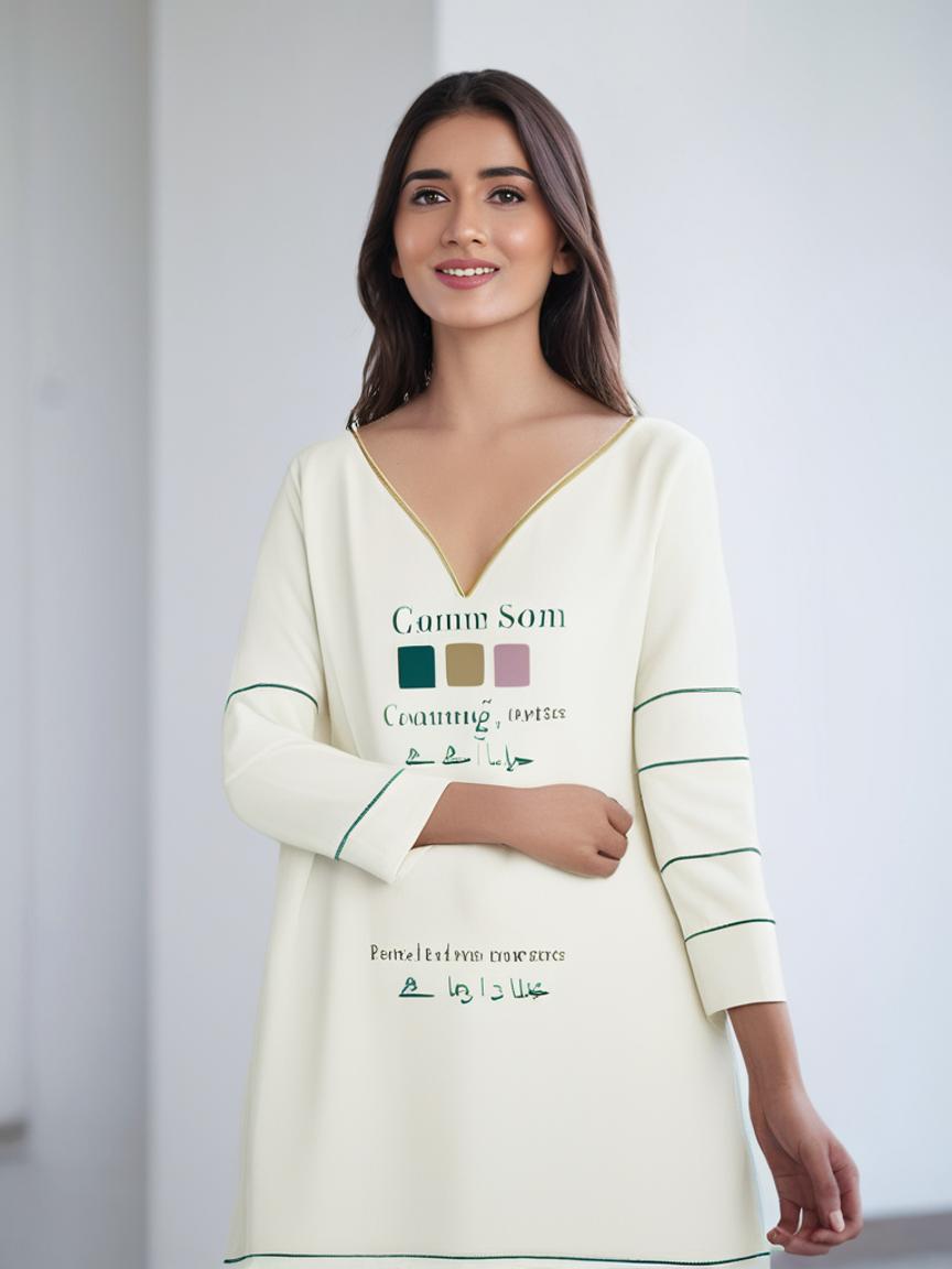 Model wearing Geometric Print — Blue White