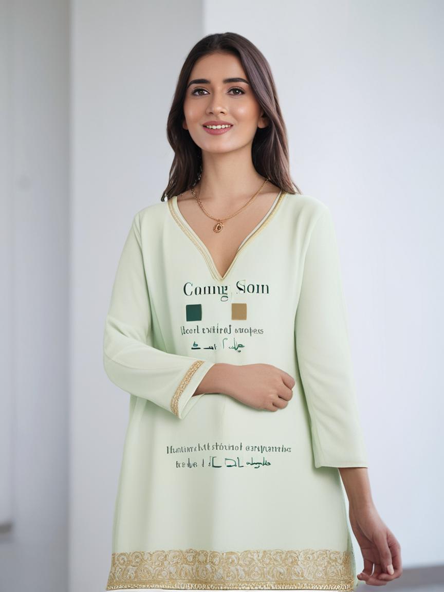 Model wearing Heavy Floral — Mint Gold